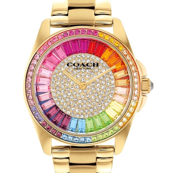Reloj Coach Greyson Mujer 14504274 Esfera Oro Claro con Cristales Pavé Pulsera Chapada en Oro 36mm Resistente al Agua 30