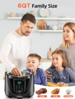 Nuwave Duet Olla a Presión Eléctrica y Freidora de Aire Combo, 450 EN 1 Olla de Cocción Lenta y Parrilla con Sonda de Te