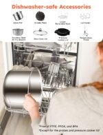 Nuwave Duet Olla a Presión Eléctrica y Freidora de Aire Combo, 450 EN 1 Olla de Cocción Lenta y Parrilla con Sonda de Te
