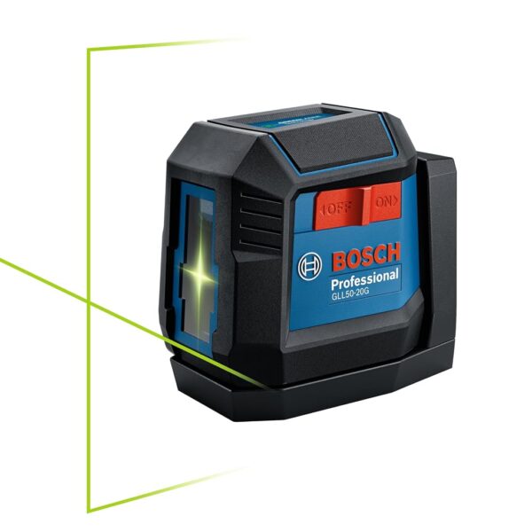 Bosch GLL50-20G - Láser autonivelante de línea cruzada de haz verde de 50 pies, incluye soporte magnético integrado, 2 b