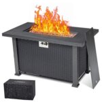 Mesa para Fogata de Propano PioneerWorks Fire Pit Table 44 Inch Rectangular Acero Inoxidable Gris Oscuro 50000 BTU
