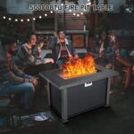 Mesa para Fogata de Propano PioneerWorks Fire Pit Table 44 Inch Rectangular Acero Inoxidable Gris Oscuro 50000 BTU