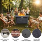 Mesa para Fogata de Propano PioneerWorks Fire Pit Table 44 Inch Rectangular Acero Inoxidable Gris Oscuro 50000 BTU