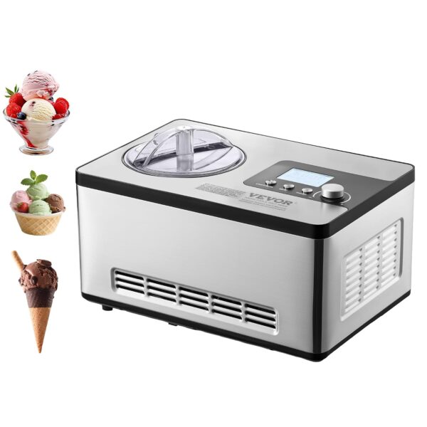 VEVOR Fabricante de helados automática con compresor integrado, 2 cuartos de galón, máquina de yogur de frutas sin preco
