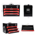 SPOFLYINN Caja de herramientas de metal de 3 cajones con rodamiento de bolas Diapositivas Organizador de pecho de herram