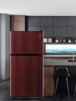 oditton Krib Bling-FLS-80-WOOD - Refrigerador compacto, color de grano de madera