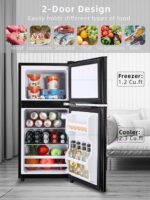 oditton Krib Bling-FLS-80-WOOD - Refrigerador compacto, color de grano de madera