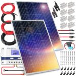Kit de Panel Solar Portátil SereneLife SLSPSKT205.5 200W 2 Paneles Monocristalinos 100W Controlador PWM 30A 12V
