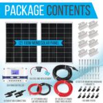 Kit de Panel Solar Portátil SereneLife SLSPSKT205.5 200W 2 Paneles Monocristalinos 100W Controlador PWM 30A 12V