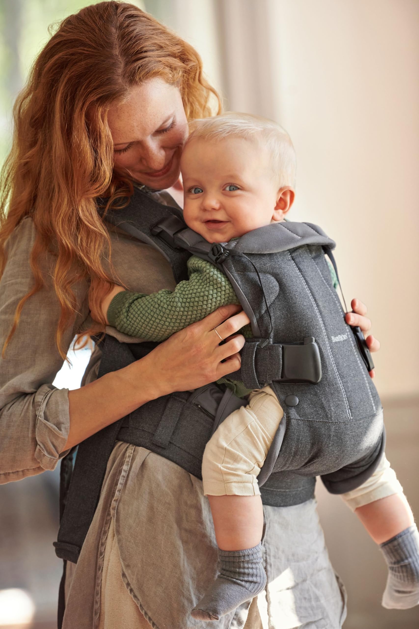 BabyBjörn Portabebés One, Mezcla Tejida, Denim Gris/Gris Oscuro