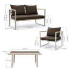 Juego de Muebles de Patio East Oak CY44BN2 4 Piezas Sofá y Mesa de Vidrio Templado Dorado Champán y Marrón Castaño