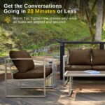 Juego de Muebles de Patio East Oak CY44BN2 4 Piezas Sofá y Mesa de Vidrio Templado Dorado Champán y Marrón Castaño