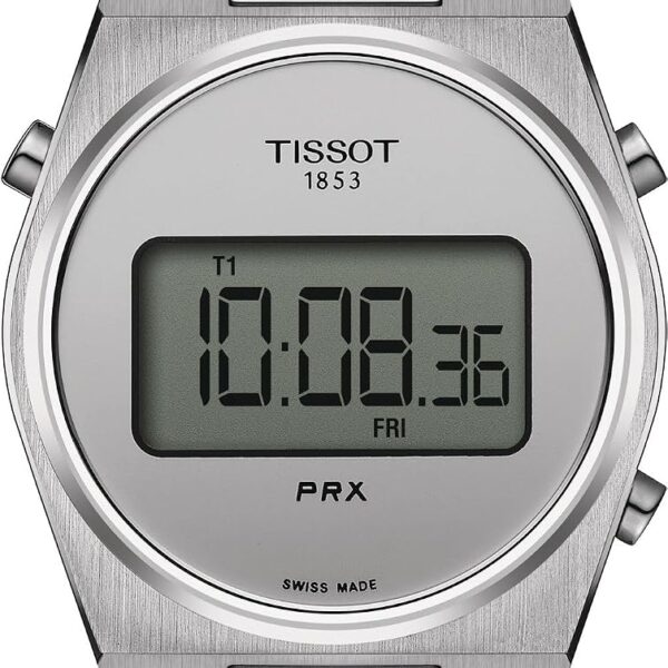 Reloj Tissot PRX Digital T1372631103000 Caja de Acero Inoxidable 35 mm Esfera Plateada