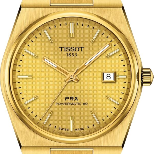 Reloj Tissot PRX Powermatic 80 T1374073302100 Automático Caja de Acero Inoxidable 316L PVD Oro Amarillo Esfera Dorada 40