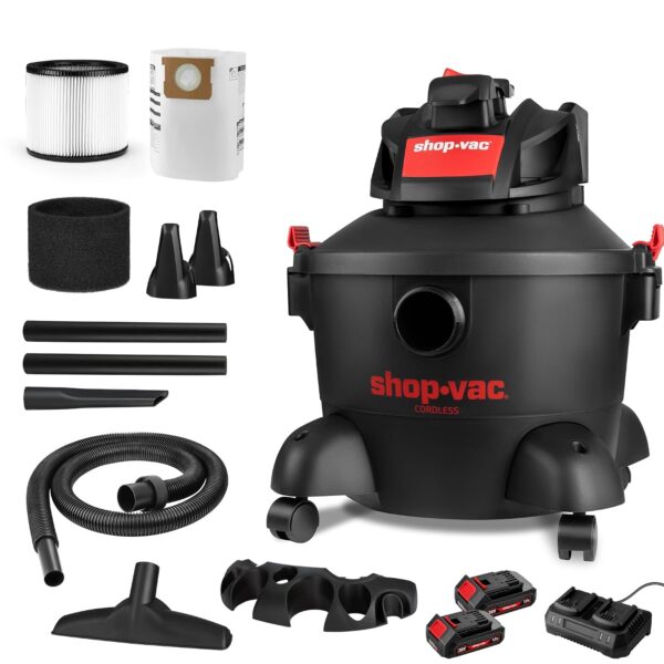 Shop-Vac 5430030 Aspiradora inalámbrica para húmedo/seco de 6 galones, 8.0 Kpa máximo, manguera de 1.5 pulgadas de diáme