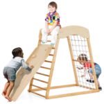 Costzon Gimnasio Interior de Selva CL-G321 6 en 1 Madera de Haya Color Natural 41.5 x 26.5 x 44.5 pulgadas