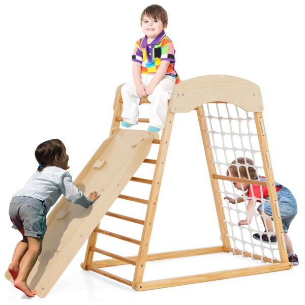 Costzon Gimnasio Interior de Selva CL-G321 6 en 1 Madera de Haya Color Natural 41.5 x 26.5 x 44.5 pulgadas