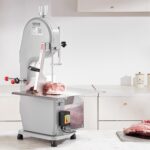 Sierra de banda eléctrica comercial para carne, máquina de sierra de huesos de acero inoxidable de 1500W, banco de traba