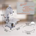 Sierra de banda eléctrica comercial para carne, máquina de sierra de huesos de acero inoxidable de 1500W, banco de traba