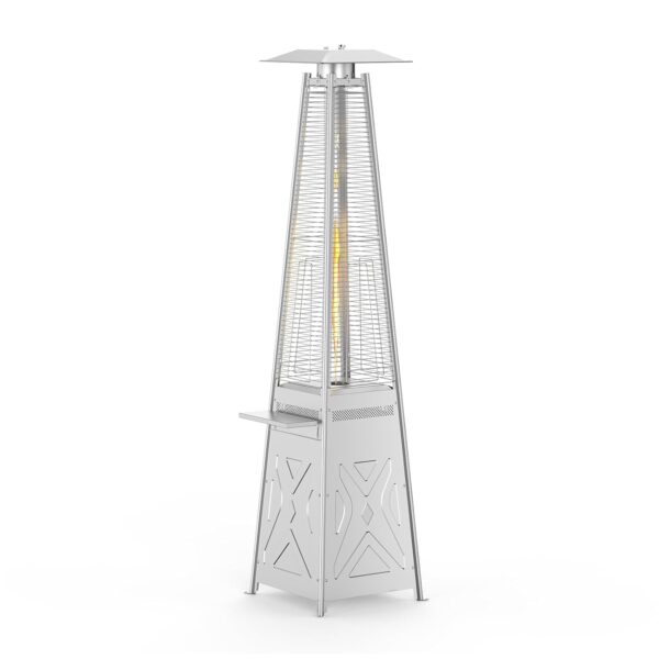 Calentador de Patio Aprafie GSH-A-SS Propano 48000 BTU Diseño Pirámide Plateado