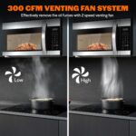 Empava Horno de microondas sobre la estufa con control de pantalla táctil, 1000 vatios, ventilación de 300 CFM y cocción