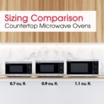 SHARP Horno microondas para encimera con plato giratorio extraíble de 12.4 pulgadas, 1000 vatios, 1.1 pies cúbicos, acer
