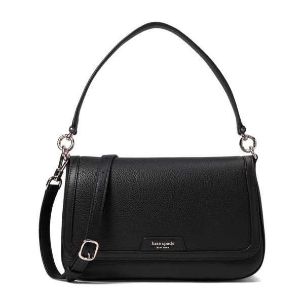 Bolso de Hombro Kate Spade New York Hudson KF860 Cuero Granulado Solapa Magnética Negro