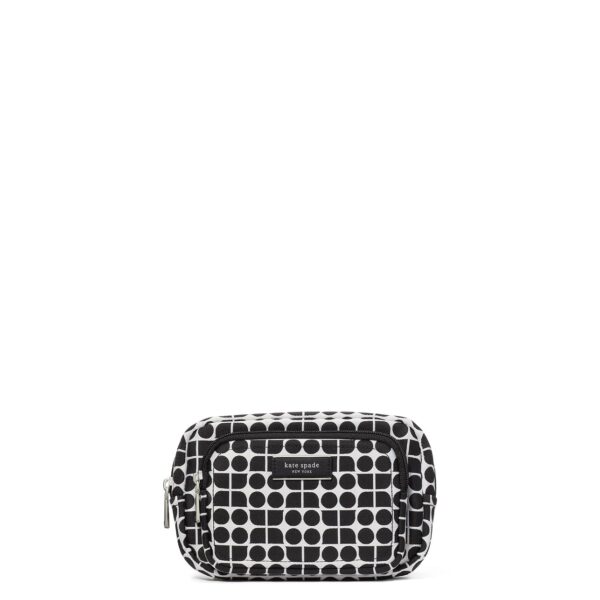 Bolso De Cinturón Kate Spade New York KG240 Jacquard Noel Negro Multi Con Ribete De Cuero