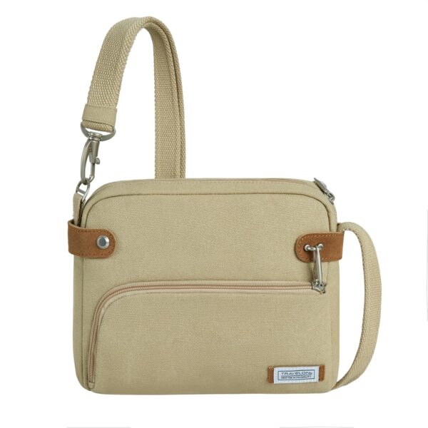 Bolso Bandolera Travelon Heritage Antirrobo 33071-715 9.5 x 8 x 2.5 Pulgadas Color Natural