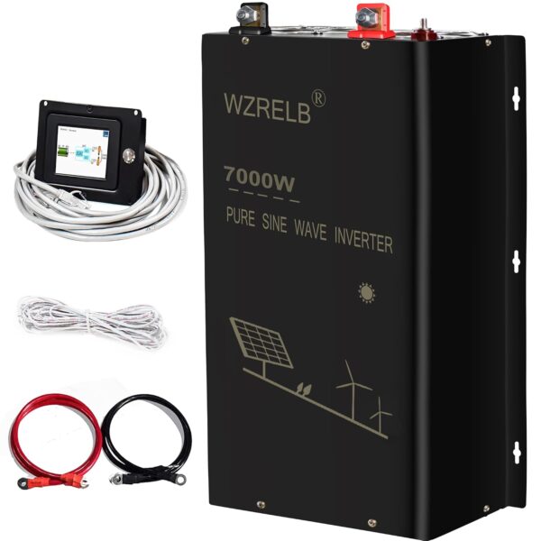 Inversor de Onda Sinusoidal Pura WZRELB SPWR7K48 7000W 48V a 120V 240V Fase Dividida con Pantalla LCD