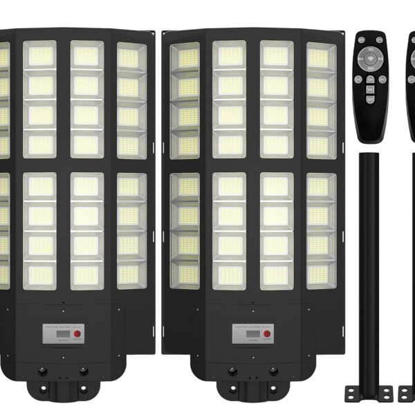 Luz Solar de Calle UCGG Cayenne003-2p Pack 2 200000 Lúmenes 1500W 6500K con Sensor de Movimiento y Control Remoto