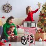 Máquina eléctrica de algodón de azúcar, carrito de acero inoxidable, máquina de algodón de azúcar para niños en exterior