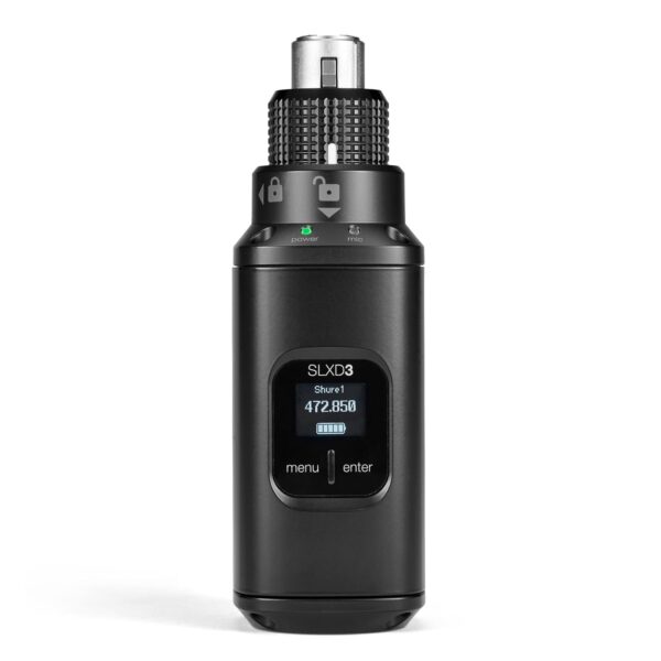Transmisor Inalámbrico Shure SLXD3-H55 Digital Enchufable para Micrófono XLR Audio 24 Bits Banda H55