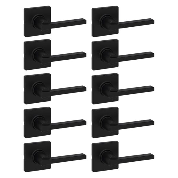 Kwikset Casey - Manija de puerta de paso interior, paquete de 10 manijas para puertas de armario y pasillo, manija rever