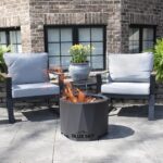 Fogata Sin Humo para Patio Quality Craft PFPDCCOMBO 22 Pulgadas con Cubierta Deluxe Diseño Facetado Acero Doble Pared Ac