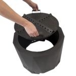 Fogata Sin Humo para Patio Quality Craft PFPDCCOMBO 22 Pulgadas con Cubierta Deluxe Diseño Facetado Acero Doble Pared Ac