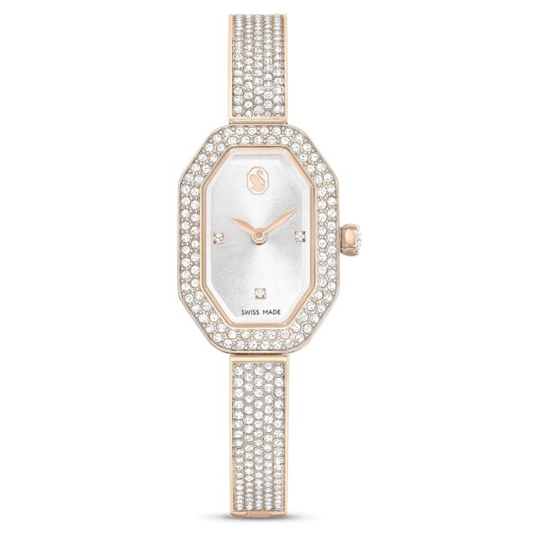 Reloj de pulsera Swarovski Dextera 5672987 forma octagonal tono oro champán cristal de zafiro resistente al agua 30 metr
