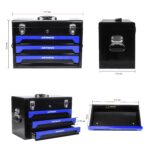 Caja de Herramientas SPOFLYINN 3 Cajones Acero Aleado Negro y Azul Portátil