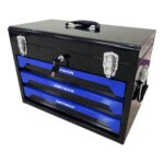 Caja de Herramientas SPOFLYINN 3 Cajones Acero Aleado Negro y Azul Portátil