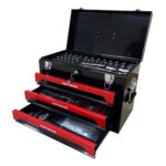SPOFLYINN Caja de 3 cajones con juego de herramientas, tamaño único, negro+rojo