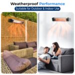 Calentador de Patio SereneLife SLOHT26.5 Infrarrojo 1500W Montaje en Pared con Control Remoto IP65