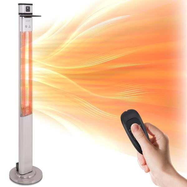 Calentador Infrarrojo de Patio SereneLife SLOHT42.5 1500W Gris con Control Remoto Impermeable IP44