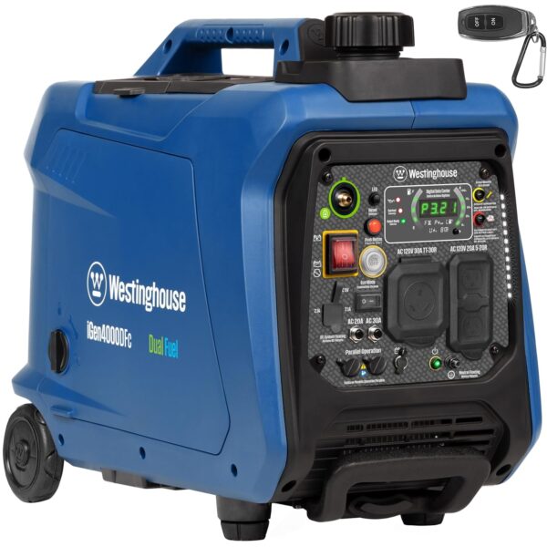Generador Inversor Portátil Westinghouse iGen4000DFc 4000 Vatios Combustible Dual Azul