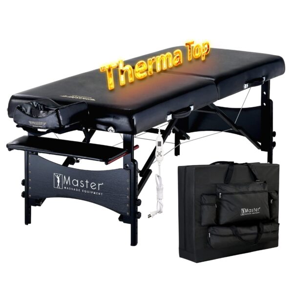Mesa de Masaje Portátil Master Massage Galaxy Therma Top 20244MC 30 Pulgadas Altura Ajustable Madera de Haya Color Negro