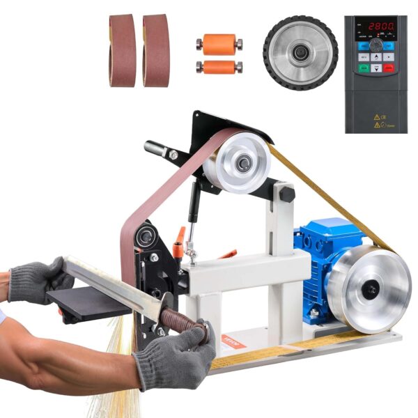 VEVOR Lijadora de banda de 1500 W, 2 HP, amoladora de banda de velocidad variable de 2 x 82 pulgadas para trabajo del me