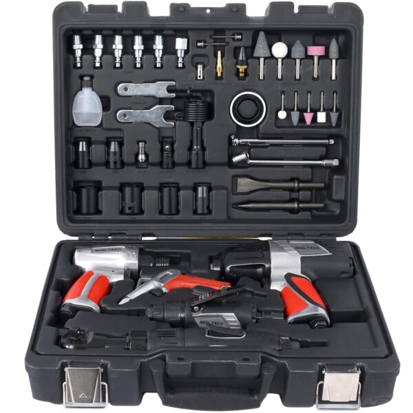 Kit de Herramientas Neumáticas SPOFLYINN 44 Piezas Llave de Impacto 1/2 Trinquete de Aire 3/8 Amoladora de Troquel 1/4 M