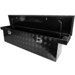 SPOFLYINN Caja de herramientas chapada en aluminio resistente de 60 pulgadas, caja de herramientas de almacenamiento imp