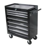 SPOFLYINN Gabinete de herramientas con ruedas de 7 cajones con sistema de bloqueo con llave, carrito de herramientas mul