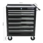 SPOFLYINN Gabinete de herramientas con ruedas de 7 cajones con sistema de bloqueo con llave, carrito de herramientas mul