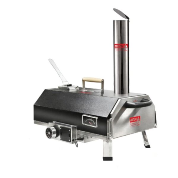 Tzou Horno de pizza portátil de 12 pulgadas para exteriores, horno de pizza de leña con termómetro integrado, estufa de